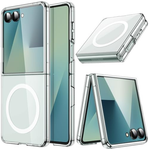 JETech Funda Magnética para Samsung Galaxy Z Flip 7, Transparente