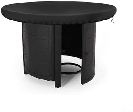 Cubierta impermeable de tela Oxford 420D para parrillas al aire libre, cuencos de fuego y cestas de fuego con cordón ajustable, negro, 100 cm de diámetro (420D: 80 cm)