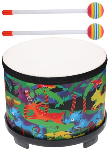 Pruojhw Set di Tamburi per Bambini - Tamburo 20 Cm Per | Giocattolo Sonoro Educativo In Legno Con 2 Bacchette Per Bambini Regalo Compleanno Natale Gioco Musicale,per Natale