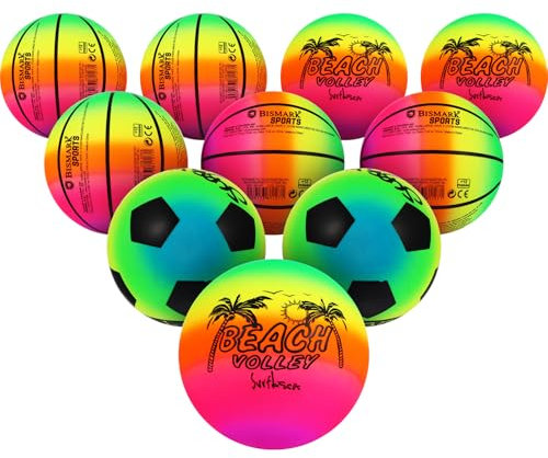 BESPORTBLE 10 Stücke Schaumstoffball 16 cm Wasserball Aufblasbar Regenbogen Bälle Elastische PVC Strand Sport Ball Kickball Flap Ball für Indoor Outdoor (Zufällige Muster)