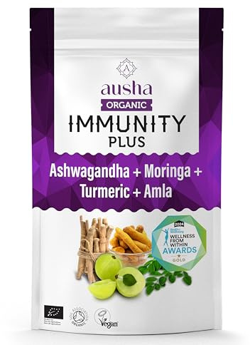 Organic Immunity Plus Superfood Powder 200g - Blend of Ashwagandha + Moringa+ Turmeric + Amla