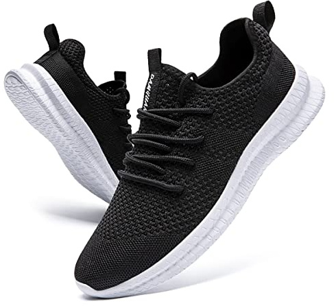CAIQDM Scarpe Uomo Running Sneakers Eleganti Ginnastica Sportive Tennis Scarpe Outdoor Respirabile Sportiva Corsa Fitness Casual Jogging Calzature Nero Bianco 42 EU