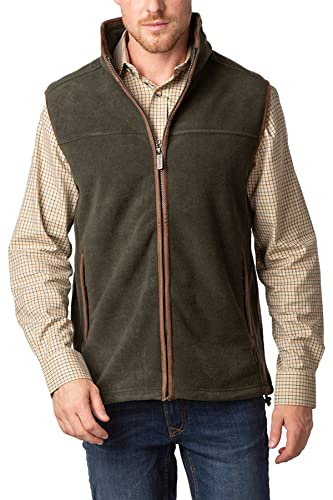 Rydale Men's Huggate Fleece Waistcoat Mens Gilet Bodywarmer Sleeveless Jacket Fleece Gilets (L, Khaki)