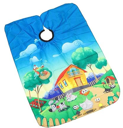 BOBOZHONG Kinder Friseur Schneiden Umhang, Wasserdichte Abdeckung mit Tier Muster Styling