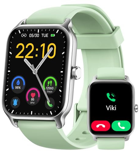 Smartwatch Damen Herren mit Telefonfunktion & Alexa, 1,8 Fitnessuhr mit Herzfrequenz SpO2 Stress Schlafmonitor, Schrittzähler Uhr, 100 Sportmodi, IP68 Wasserdichte Sportuhr für Android iOS Grün