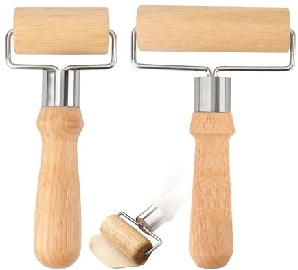 TEKONDA 2 unidades de rodillos de amasar pequeños y medianos en forma de T, rodillo de madera para pizza, hojaldre, albóndigas y pasteles horneados