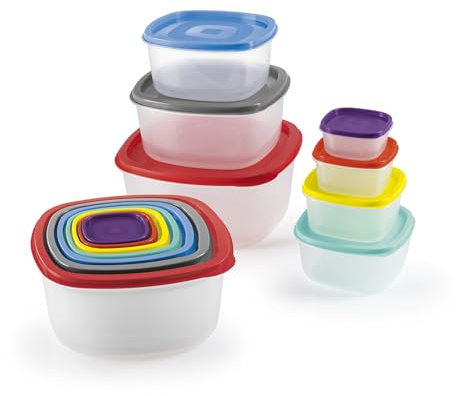GOURMETmaxx matförvaringsburkar 28 st. Set | flerfärgad inklusive lock | stapelbar, frys- och diskmaskinssäker