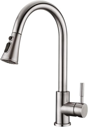 UCMDA Robinet Cuisine avec Douchette Extensible Mitigeur Cuisine en Acier Inoxydable Robinet Douchette Cuisines de Rotatif à 360°, Robinets Evier de Cuisines, 3 Modes de Réglage du Débit D'eau