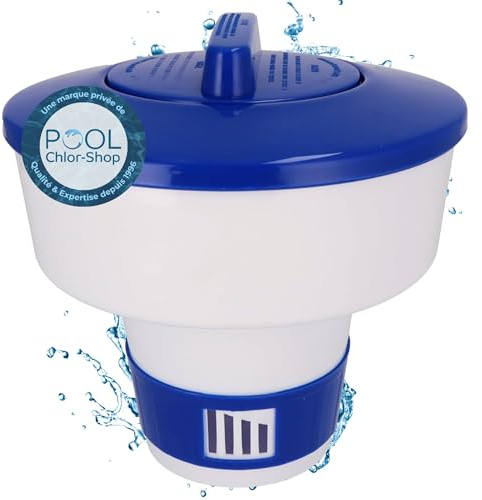 Duraol Dosierschwimmer Groß I Einstellbarer Dosierer zur Chlorzugabe für Pools I Pool Dosieranlage ideal für 200g bis 300g Tabs I Hochwertiger Chlor Schwimmer mit Verstellring in 4-Stufen