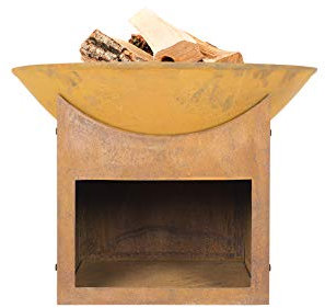 La Hacienda - Fasa Oxidised Firepit - Naturally Aged Steel - Patio Heater - Log Burner - Easy to Assemble - 360 View, Natural Rusted