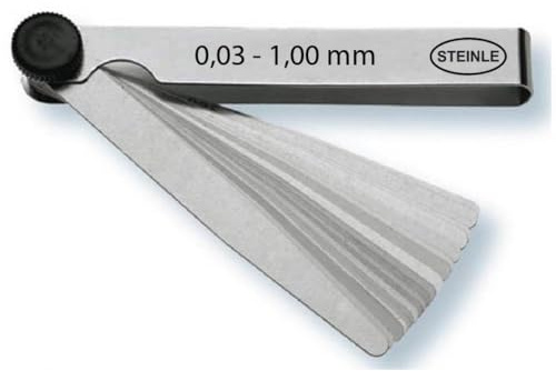 STEINLE Fühlerlehre 32 Blatt 0.03-1.00 mm Abstands Lehre Ventillehre Fühllehre