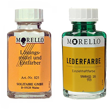 Morello Lederfarbe smaragd mit Reiniger im SET (40 ml + 50 ml, Smaragdgrün + Reiniger)