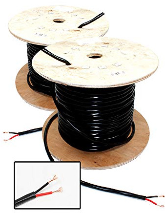 Mercury 2-Core Copper-Alloy Speaker Cable Black 100m Pair - Heavy Duty 1.5mm^2 Speaker Wire Reels for 100V PA Systems, DJ Installations & Custom Audio Setup, Flexible Insulated Cable (2x 100m)