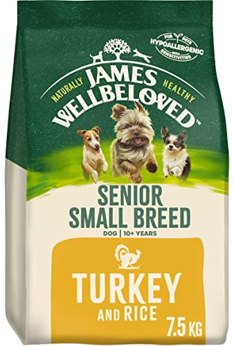James Wellbeloved Komplett torr senior liten hundras mat kalkon och ris, 7,5 kg