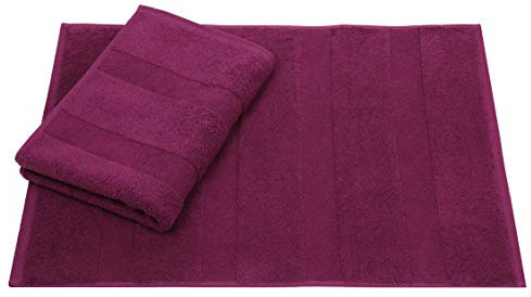 Betz 2er Set Badvorleger Badematte Badteppich Duschvorleger Frottee Größe 50 x 70 cm 100% Baumwolle Deluxe Qualität 680 g/m² Farbe Pflaume