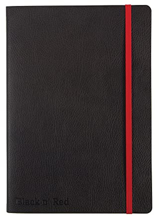 Oxford Black n' Red Business Journal A5, liniert und nummeriert, mit Feld für Datum, schwarz, rot, 144 Seiten