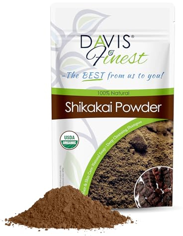 Davis Finest Polvo de Shikakai para Mascarilla de Pelo para Crecimiento de Cabello, 100% Champú Natural, Sin Jabón, pH Equilibrado, Acondicionador de Pelo, Gel de Ducha, Tratamiento Antipiojos, 100 g