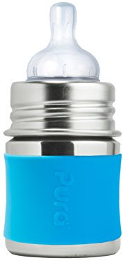 Pura - Stainless Steel Infant Bottle with Slow Flow Nipple Aqua Blue - 5 oz.