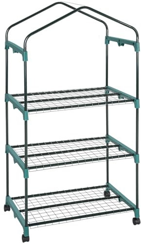 tectake® Serre de Balcon en Acier Thermo-Laqué & PVC Anti UV avec 3 étagères pour Potager Exterieur Serre de Jardin pour Hivernage Tente Abri pour Les Plantes Serre à semis Jardinage - 69x49x133cm