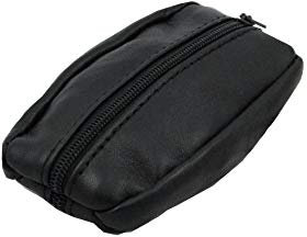 MAMJACK - Porte-Monnaie Homme - Cuir véritable - Noir - pour Poches Pantalon ou Veste (Small)