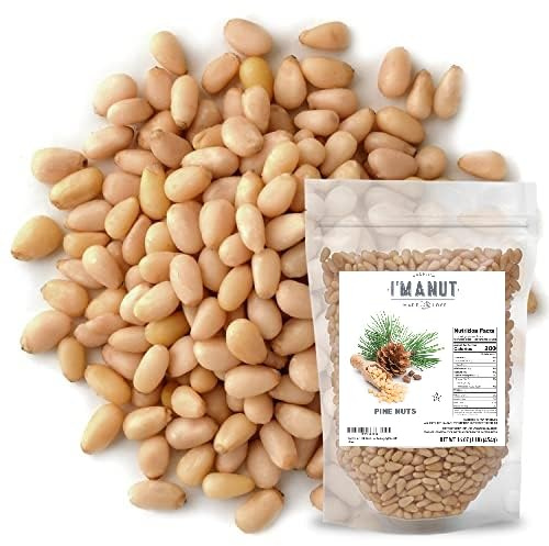 Premium Raw Pine Nuts 16oz (1 lb.) Non-GMO, No Additives Batch Tested Gluten & Peanut Free, Resealable Pouch for Freshness, Unsalted Pine Nuts - Perfect for Pesto, Salads, Gourmet Cooking and Baking