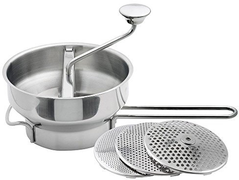 Weis Passiergerät mit 3 Einsätzen, Edelstahl, Silber, 42 x 20 x 11 cm