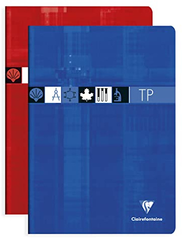 Clairefontaine 3157C un quaderno a punto metallico di lavori manuali - A4 21x29,7 cm - 96 pagine a quadretti grandi 90g et bianche 125 g - copertina carta laminata - Colore casuale
