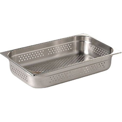 Vogue Stainless Steel Perforated 1/1 Gastronorm Pan 200mm Deep Food Container