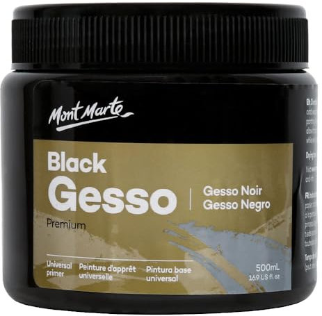 Mont Marte Gesso 500ml – Nero – Primer ideale per Colori Acrilici e Pittura ad Olio – Primer perfetto per Tele