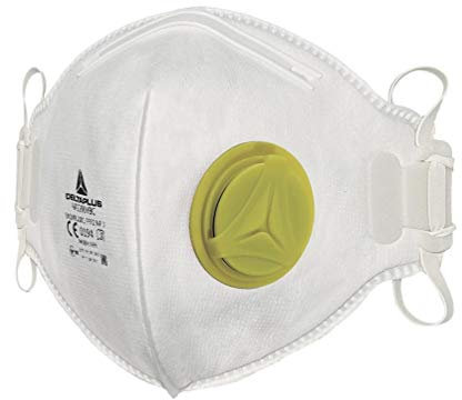 10 unità da Maschera con valvola FFP2 deltaplus M1200VB per protezione delle vie respiratorie, Mascherina