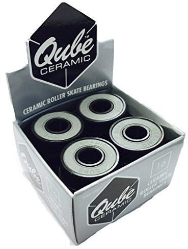 Sure-Grip QUBE Ceramic Skate Bearings - 8mm High Performance Bearings for Roller Skates, Inline Skates- Comes in Pack of 16