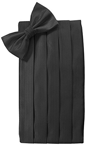 Executive Black Faille Silk Cummerbund & Bow Tie Set