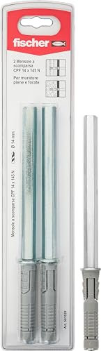Fischer 2 Unidades Soporte de Estante Retráctil CFP 14 x 145 K, Estante Flotante Moderno para Estanterías y Estantes en Mampostería Llenas y Semillenas, 501639