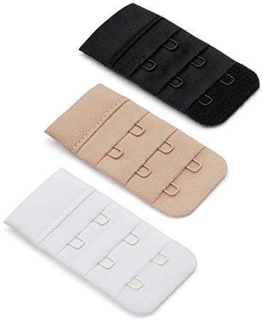 Herzmutter BH-Verlängerung - OekoTex 100 - BH-Extension im Set - Beige-Schwarz-Weiß - 2er/3er-Haken - BH-Verlängerer - Gewichtszunahme-Schwangerschaft-Stillzeit - 9000 (2er Haken|3er-Pack)