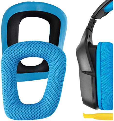 Geekria QuickFit Ersatz-Ohrpolster aus Netzgewebe für Logitech G930, G430, G432, G332, G35, F450 Kopfhörer, Ohrpolster, Headset-Ohrpolster, Ohrmuscheln, Reparaturteile (blau)