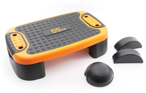 66fit Multi Function Step Board - Balance Wobble Rocker Stretch Aerobic Stepper, Black