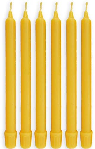 BCandle 100% Pure Beeswax Candles (Set of 6) 8-Hour Organic Hand Made - 8 Inches Tall, 3/4 Inch Diameter; Tapers