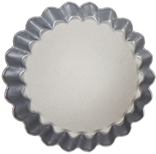 Guardini, Set di 4 stampi crostatine Ø 12 cm, Fondo Salvagoccia, Acciaio con rivestimento antiaderente, Nero e Argento, Made in Italy, Linea Silver Elegance