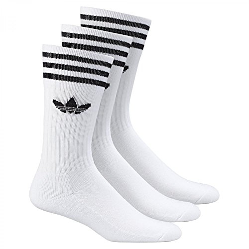 Adidas Solid Crew 3Pack Calze, Unisex – Adulto, Bianco, 39-42