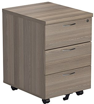 Office Hippo Heavy Duty 3 Drawer Mobile Pedestal Storage Cabinet, Office Storage, Office Cabinet Lockable Storage, 5 Year Wty - Grey Oak