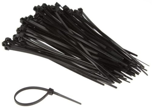 Perel Bridas de nylon negras, 100 unidades, 100 x 2,5 mm, resistentes a UV, autoadhesivas, hasta 8 kg de fuerza de tracción, para gestión de cables en interiores y exteriores.