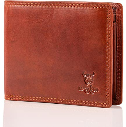 MATADOR Herren Portemonnaie Leder #Sydney mit edler Geschenk Box, Elegantes Herrenportemonnaie mit RFID Schutz, Luxus Geldbörse Männer Viele Kartenfächer in Braun Vintage