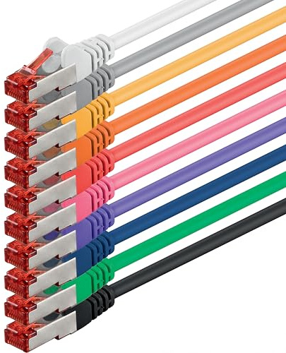 10x 1m Cat6 Cat.6 Ethernet-Kabel Cat 6 Netzwerk-Kabel Patch-Kabel RJ45 SFTP - 10 Farben