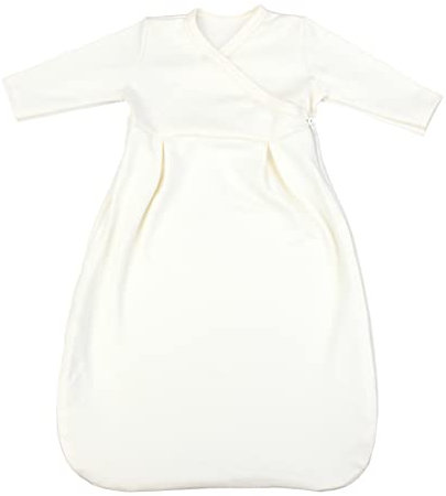 TupTam Langarm Innenschlafsack – Baby Schlafsack mit Ärmeln, Ganzjahresschlafsack aus Baumwoll-Jersey – Unisex, Farbe: Ecru, Größe: 86-92
