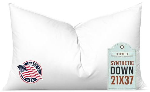 Pillowflex Innerkudde av syntetisk dun, 51 x 91 cm, med dunalternativ, ultramjuk, stor, rektangulär, överdimensionerad sovkudde till säng i kingsize-storlek, dekorativ kuddform