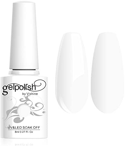 Vishine Smalto Semipermente per Unghie in Gel UV LED Smalti per Unghie Bianca Colori per Soak Off Manicure e Pedicure 8ml 1pzs - Bianca #020