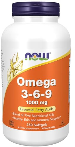 NOW Foods Supplements, Omega 3-6-9 1000 mg with a blend of Flax Seed, Evening Primrose, Canola, Black Currant and Pumpkin Seed Oils, 250 Softgels