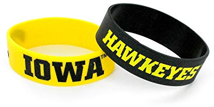 NCAA Iowa Hawkeyes Silicone Rubber Bracelet, 2-Pack