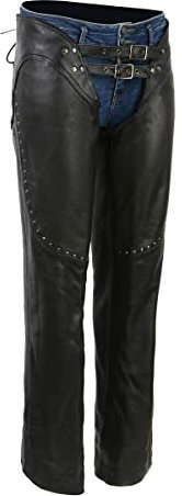Milwaukee Leather ML1186 Damen Chaps für Damen, niedrige Taille, doppelte Schnalle, Nieten, Größe XL, Schwarz