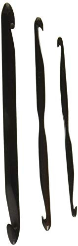 Lacis Double-Ended Ebony Crochet Hooks 3/Pkg-D4/3mm - 3, F6/4mm - 3.5, J10/6mm - 4